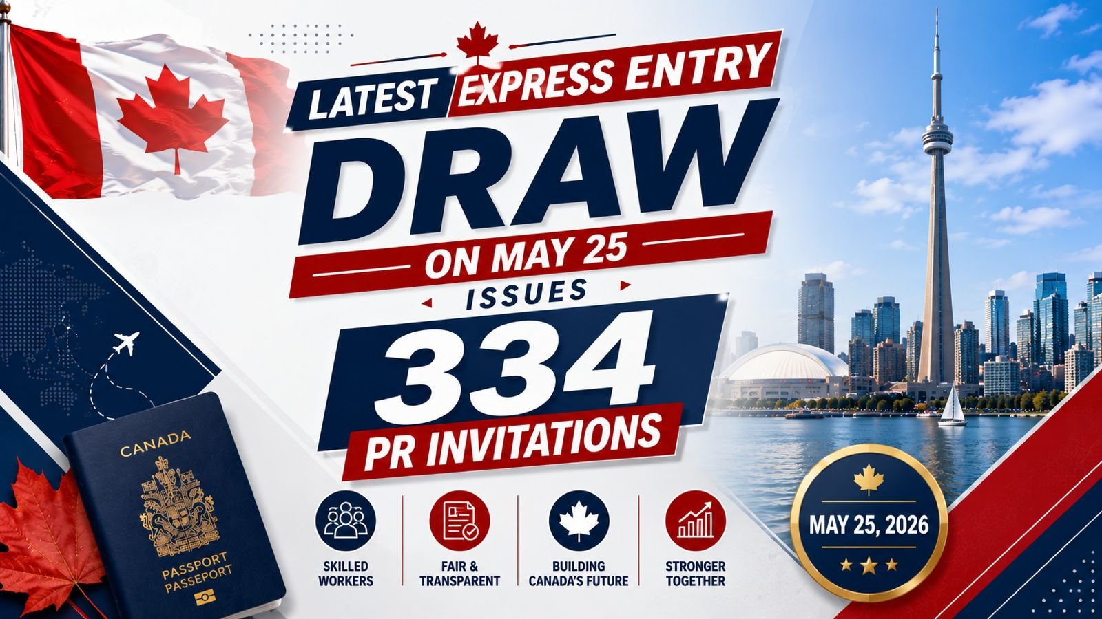 Latest Express Entry Draw on May 25 Issues 334 PR Invitations