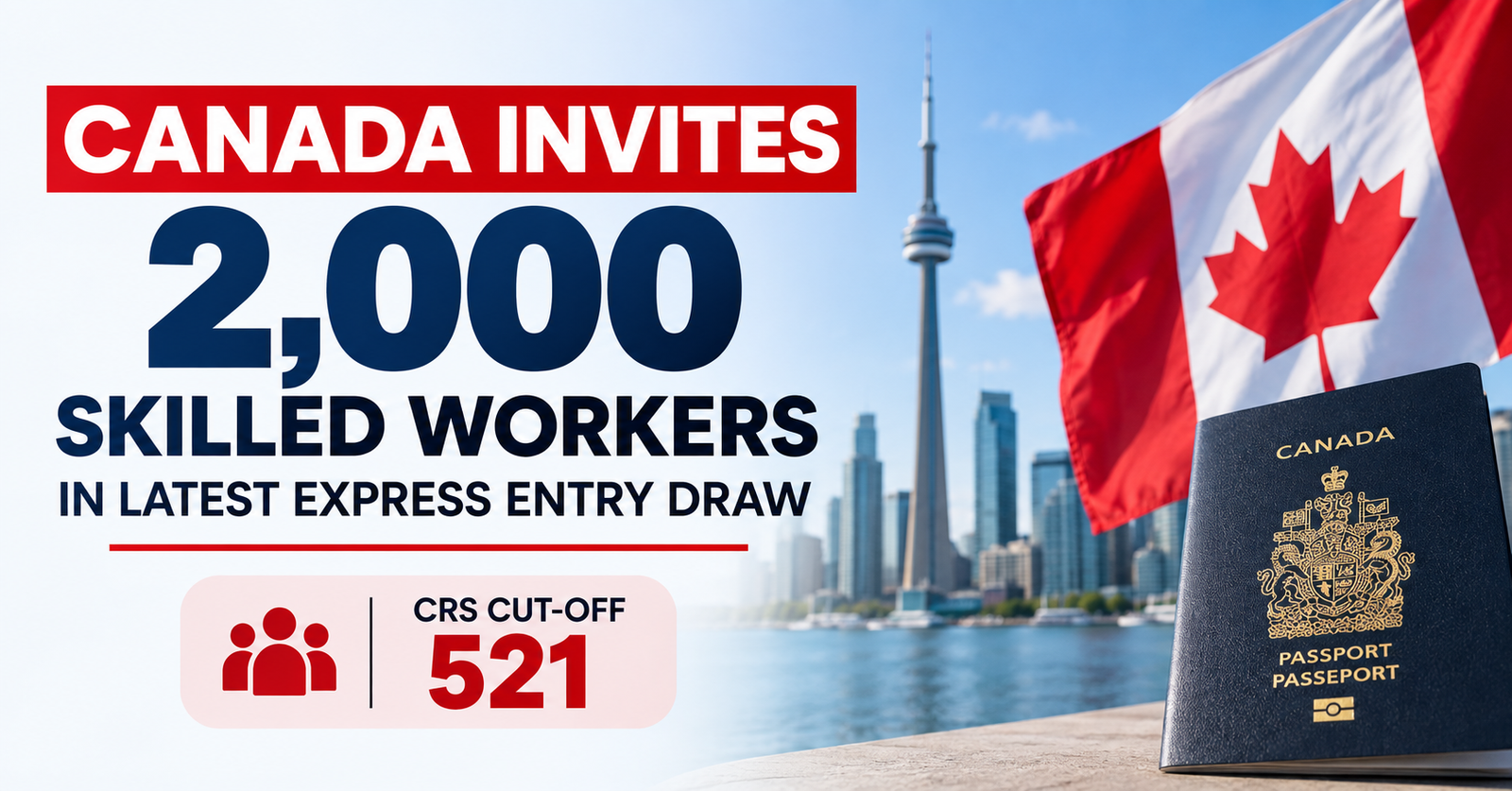 Canada Express Entry draw inviting 2,000 skilled workers for permanent residence with a CRS score of 521.